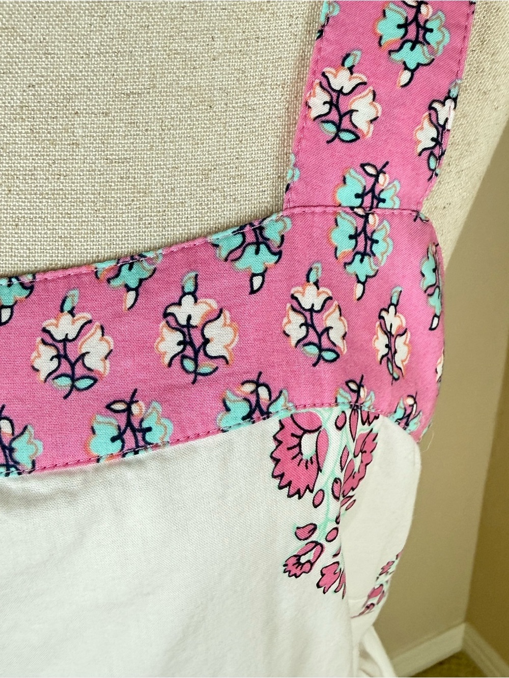 J.Crew Block Print Tiered Midi Dress White Pink Floral Square Neck Cotton SZ 10 - Picture 9 of 16